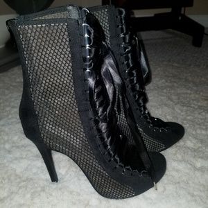 Steve Madden Lace and mesh high heel booties